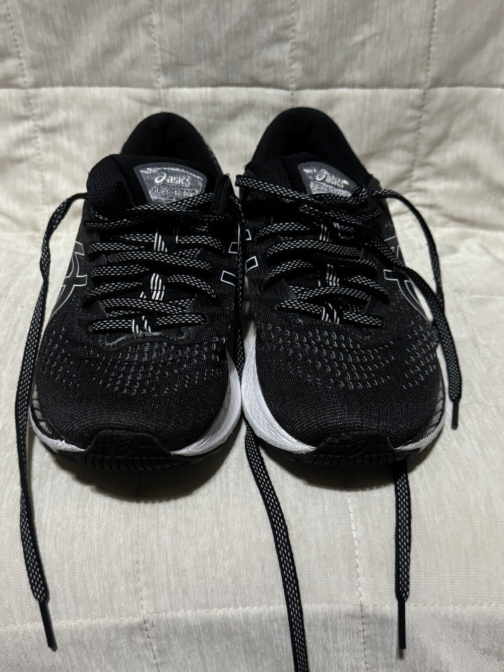 ASICS Black and White Women’s  Gel-Kayano 28 Athletic Running Shoes
